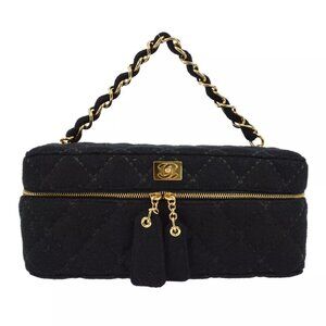 Chanel Black Cotton Wild Stitch Vanity Handbag